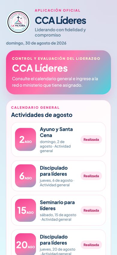 Interfaz real de CCA Líderes